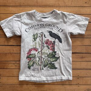 Vintage Liberty Common Ground Fair T Shirt Kids MOFGA Maine Raven Tomato Size M